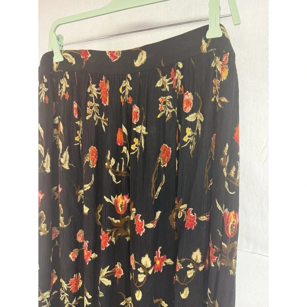 Peasant Boho Whimsy Western Black Floral Maxi Skirt Red/Beige/Green White Stag